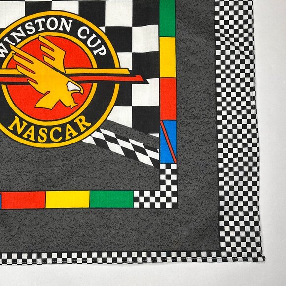 VTG Winston Cup NASCAR Bandanna Checked Flag Design Eagle Black Red 19.25" X 17" - Picture 5 of 7
